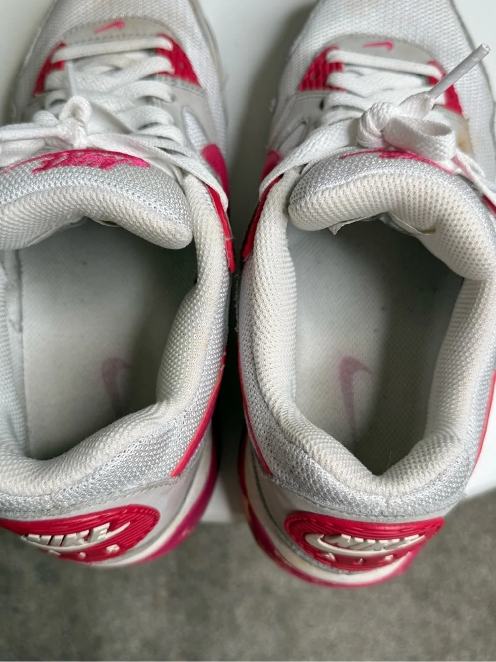 Nike Women's White Sneakers with Hot Pink Accents